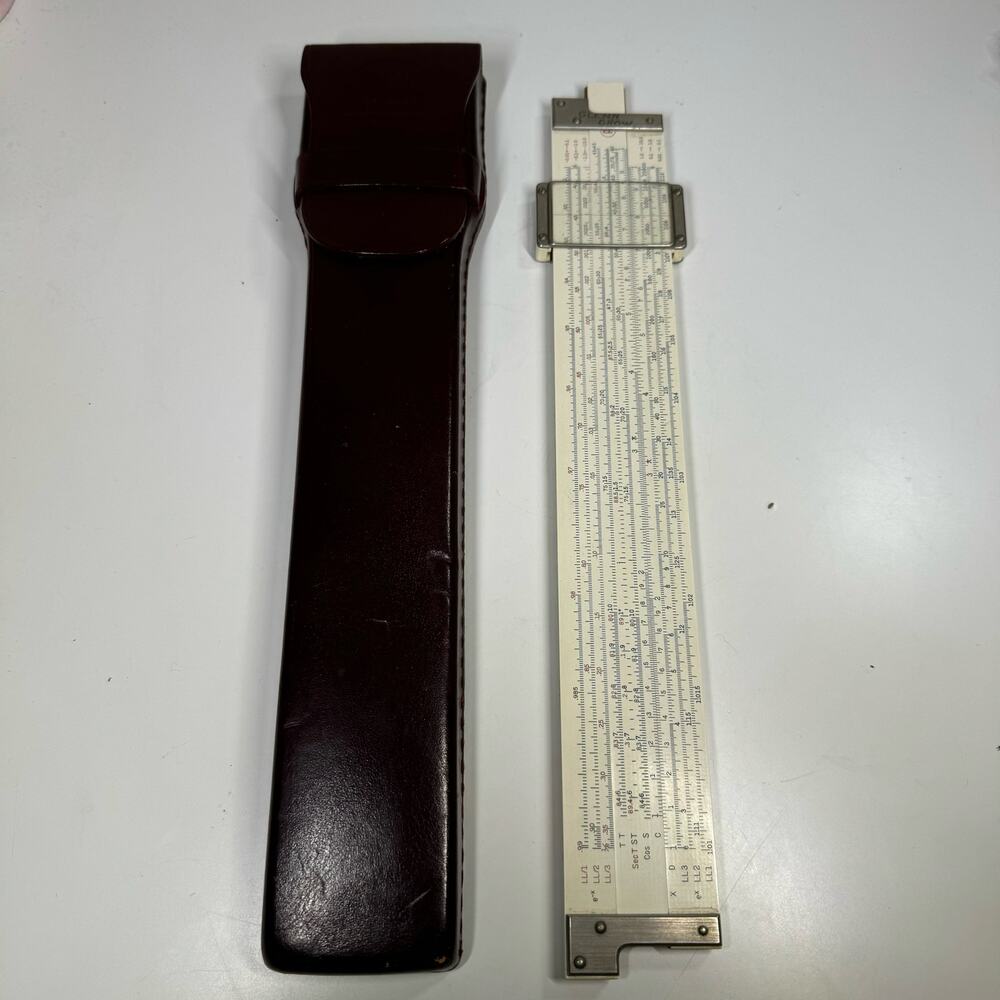 Vintage Frederick Post Co. Versalog 1460 Slide Rule Leather Case Hemmi Japan